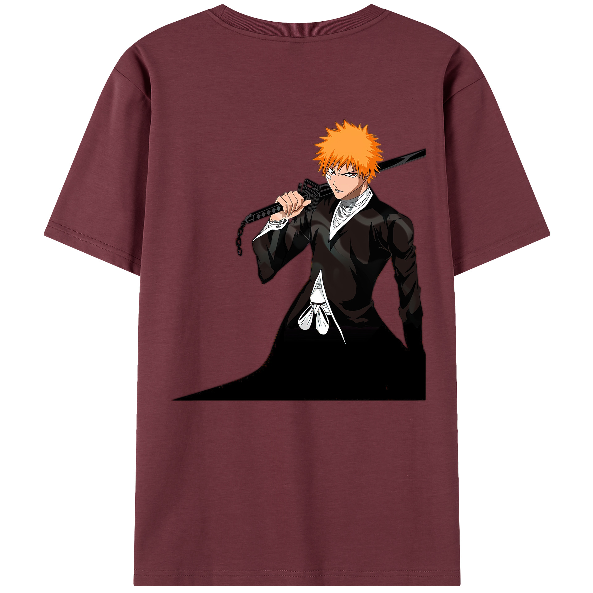 （画像用） ブリーチ 黒崎一護（くろさき いちご）BLEACH Kurosaki Ichigo 綿100％半袖Tシャツ（背面プリント）